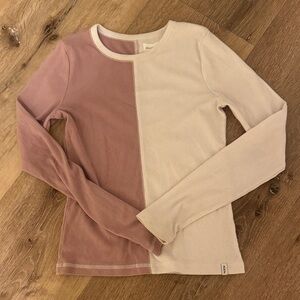 Abercrombie Kids Pink and Cream Long Sleeve Tee